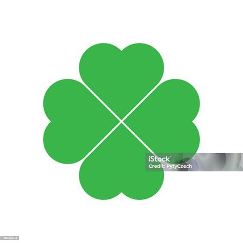 シャムロック 緑の四つ葉のクローバー アイコン幸運のテーマ デザイン要素単純な幾何学的形状のベクトル図 四葉のクローバーのベクターアート