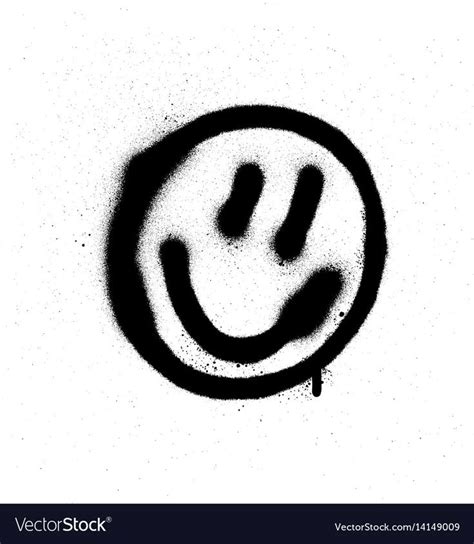 Graffiti Smiling Face Emoticon In Black On White Download A Free