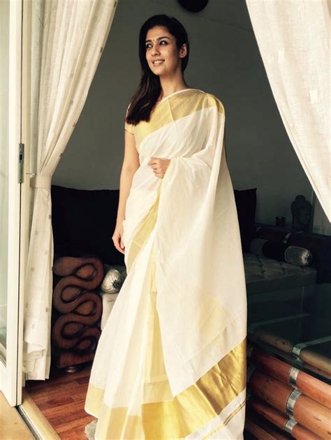 Beautiful Nayanthara Onam Set Saree Saree Look Indian Sari Dress
