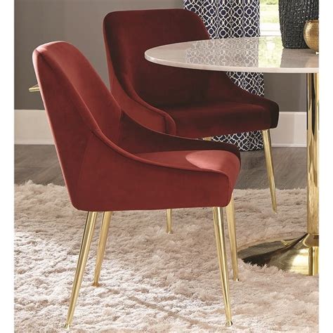 Yaheetech dining chair dining/living room pu cushion diner chair high back padded kitchen chairs with solid wood legs set of 4, black. Shop Modern Classic Design Rustic-Red Velvet and Brass ...