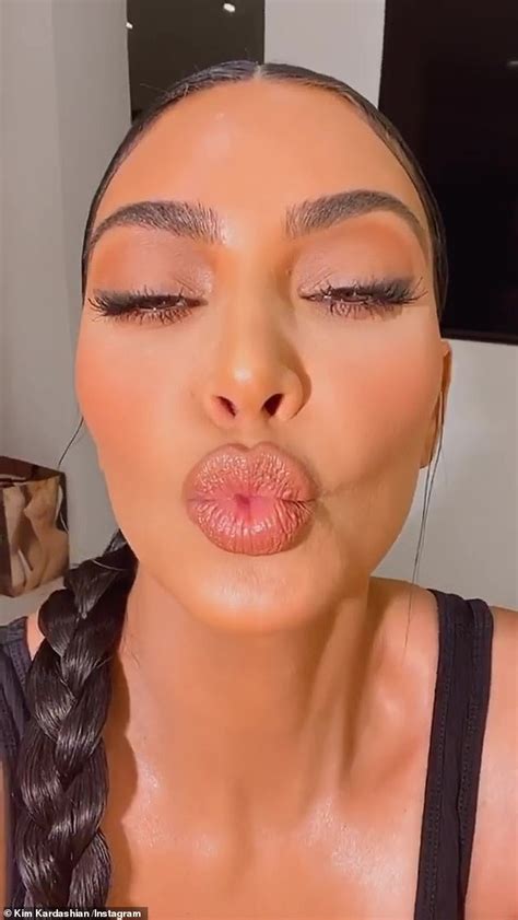 Sultry After Proclaiming I Love It Lip Crayon Kim Ended The Post By Blowing A Big Kiss