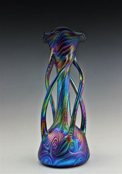 54 Bohemian Art Glass Czech Iridescent Vase For Sale Art Nouveau Lamps Bohemian Art Glass Art