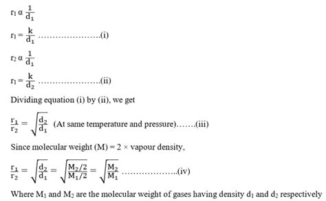 Grahams Law Of Diffusion Effusion And Its Derivation Chemistry Notes
