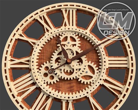 Laser Cut Wall Clock Template Steampunk Style Multilayer Etsy