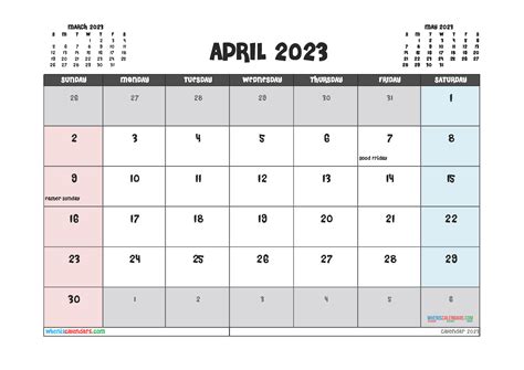 Printable April 2023 Calendar Free 12 Templates