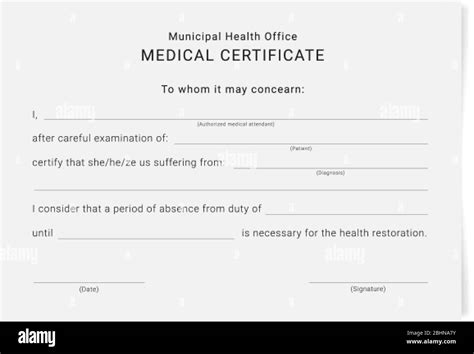 Medical Certificate Template Blank Form Of A Health Examination