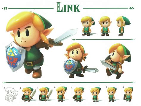The Legend Of Zelda Character Model Sheet Is Shown In Various Poses