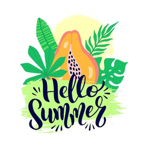 Premium Vector Hello Summer Vector Poster With Lettering Welcome