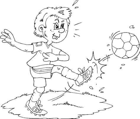Soccer Boy Kicking Ball Coloring Page Coloring