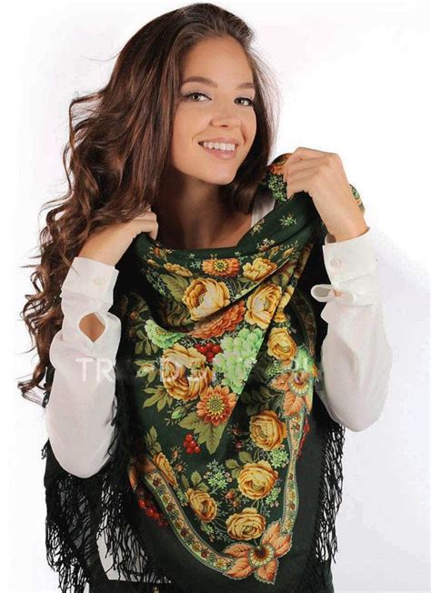 russian pavlovsky posad shawl green fashion russian fashion russian women