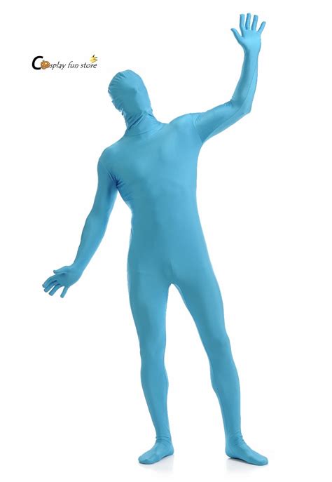 Adult Full Body Spandex Lycra Zentai Suit Sky Blue Tight Suits Pure