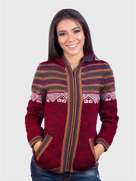 Women's Hooded Red Melange Alpaca Sweater - IntiAlpaca - Alpaca - Clothing
