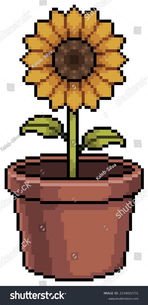 Pixel Art Sunflower Flower Vase Vector Stock Vector Royalty Free