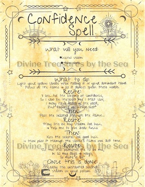 Physical Confidence Spell Pages On Distressed Parchment Etsy