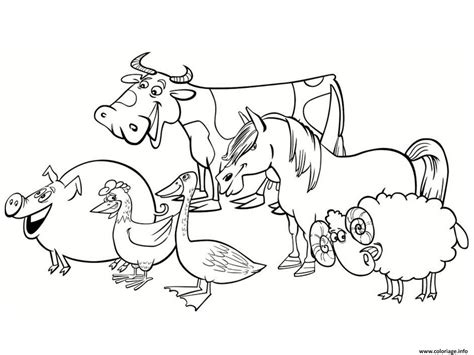 Apprendre les animaux de la ferme et leurs cris. Coloriage le sourire des animaux de la ferme - JeColorie.com