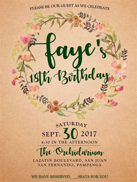 Debut invitations sample cynthia suite floral package. FREE 14+ Debut Invitation Designs & Examples in PSD | AI ...