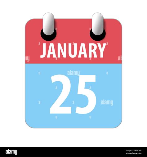January 25th Day 25 Of Month Simple Calendar Icon On White Background
