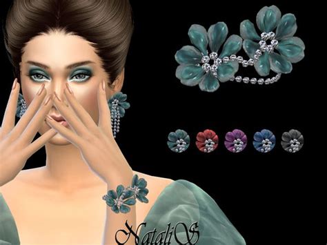 The Sims Resource Organza Flower Bracelet By Natalis • Sims 4
