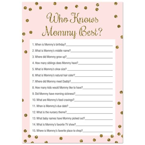 Who Knows Mommy Best Baby Shower Game 24 Count Faux