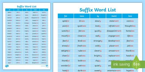 So, for instance, most and mostly both appear in this set. Suffix Word List - suxxif, ly, ment, ness, ful, year 2, y2 ...