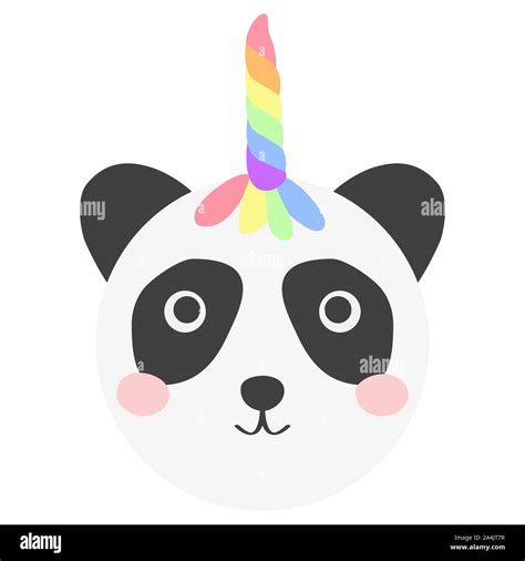 Pandacorn Cute Panda With A Unicorn Horn In The Color Of The Rainbow