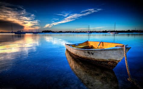 White And Yellow Wooden Boat Boat Harbor Water Sea Hd Wallpaper