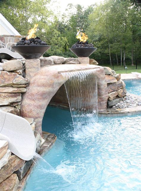 Pool Waterfalls Ideas Waterfalls For Pools Inground Backyard Design