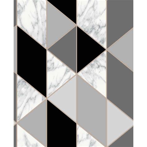 Fresco Marble Geometric Wallpaper Charcoal Wilko