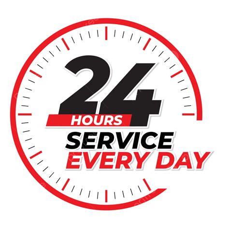 24 Hour Delivery Service Red Clock Label Design All Day 24 Hours 24