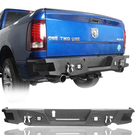 Rear Bumper W X Square Led Lights Powder Coated For Dodge Ram Ebay