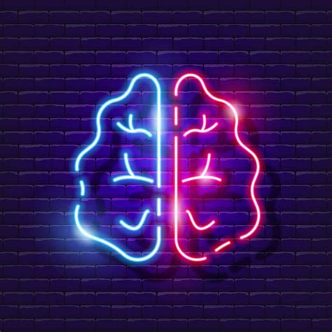 Premium Vector Left And Right Hemispheres Brain Neon Sign Creative