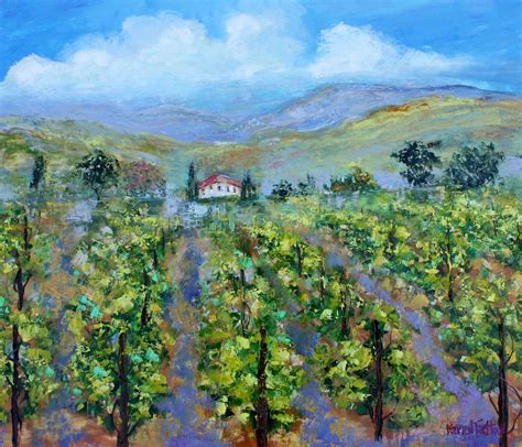 Vineyard Wine Country Painting Original Oil Palette Knife Impressionism