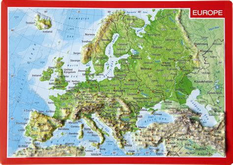 Nástenné Mapy Mapa Európa Reliéfna 3d Pohľadnica 105x148cm