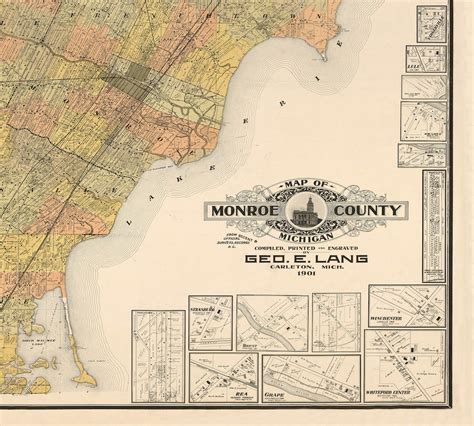 1901 Monroe County Michigan Map Print Produced From An Old Etsy