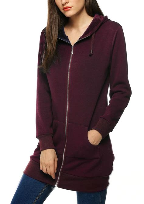 zeagoo women zip up hoodies long fleece jacket lightweight tunic hooded sweatshirt oversize