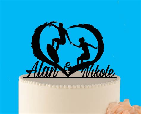 surfing wedding cake topper surfboards topper surfing topper silhouettes topper surfing