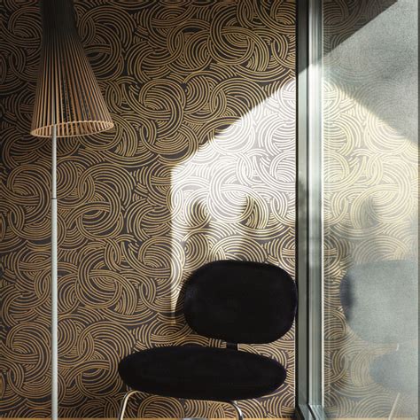 Farrow And Ball Tourbillon Wallpaper Bp 4809 Black Gold