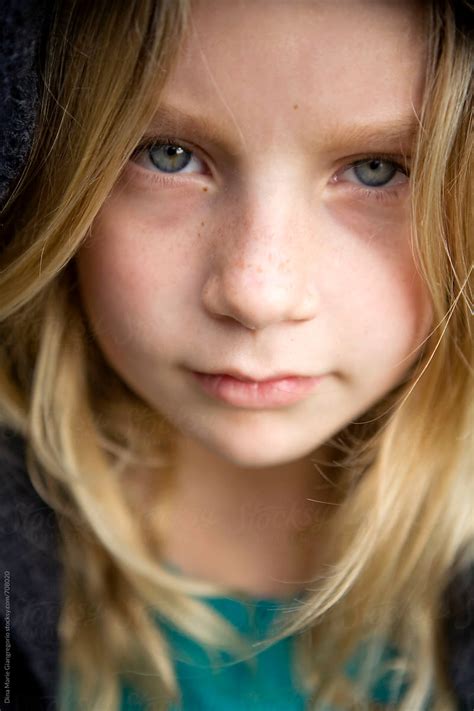 Intense Portrait Of Pre Teen Green Eyed Girl By Dina Marie Giangregorio
