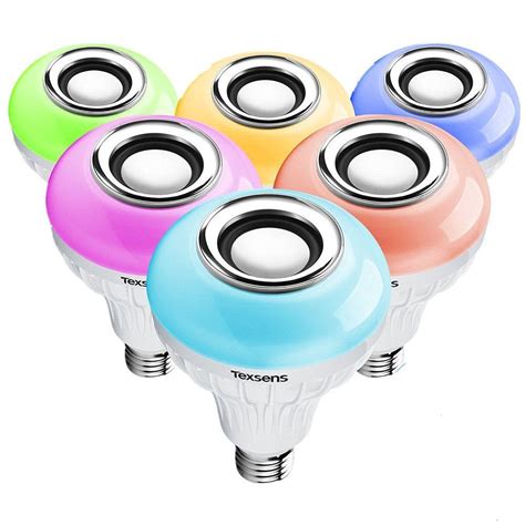 Govee rgb light bulbs, bluetooth smart bulb a19 7w 60w equivalent, music sync color changing dimmable led bulb for party, timer for sunrise and sunset mode. Texsens LED Light Bulb with Integrated Bluetooth Speaker ...