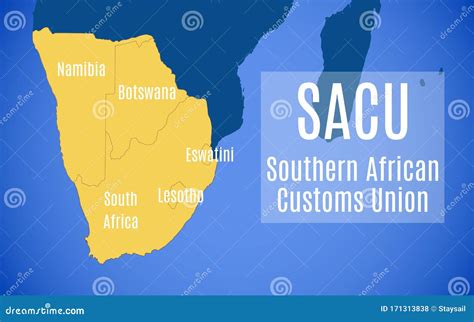 Vector Map Of The Southern African Customs Union Sacu Stock Vector