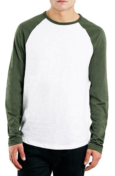 Topman Long Raglan Sleeve Baseball T Shirt In Green For Men Lyst