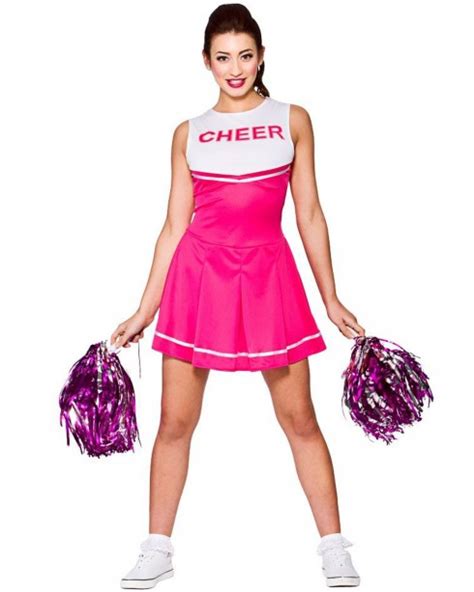 Pink Ladies Cheerleader School Girl Uniform Fancy Dress Costume Cheerleader Costume Sports