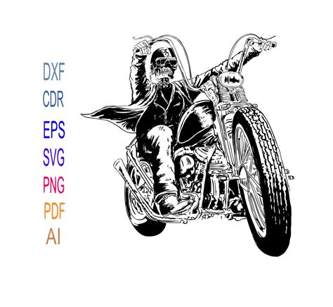 Motorcycle Rider Svg Png Cut File Skull Biker Svg Vector Etsy