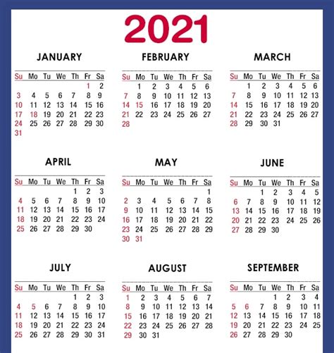 Printable 2021 Calendar With Holidays Usa 2021 Calendar