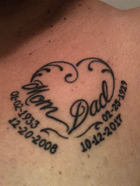In memory of mom & dad. #FamilyTattooIdeas #TattooIdeasInMemoryOf Mum