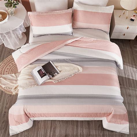 Amazon Com Litanika Blush Pink White King Size Comforter Set Pieces Lightweight Fluffy