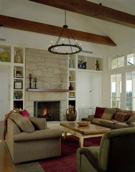 Rustic white living room with neutral wood mantel. 85 Ideas for Modern Living Room Designs with Fireplaces