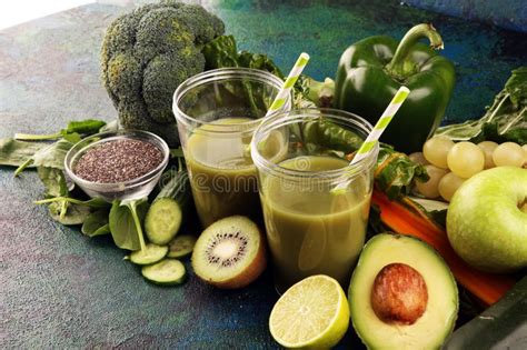 Healthy Green Smoothie And Ingredients Detox And Diet For Health