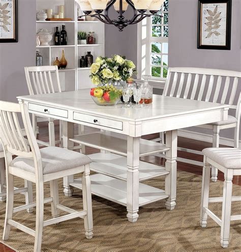 Kaliyah White Solid Wood Counter Height Table