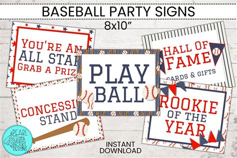 Baseball Party Signs Baseball Birthday Party Party Décor Etsy
